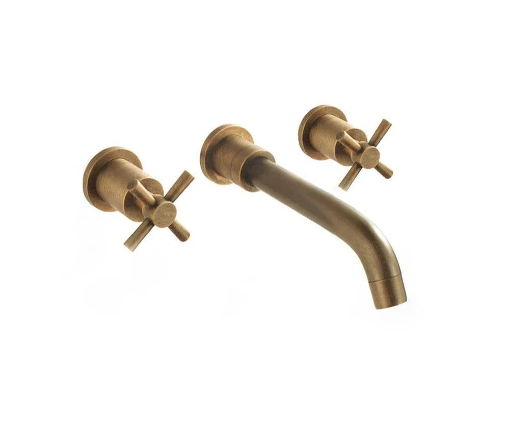 Classic Dual Handle Brass Wall Mount Faucet