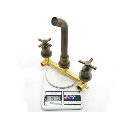 Classic Dual Handle Brass Wall Mount Faucet