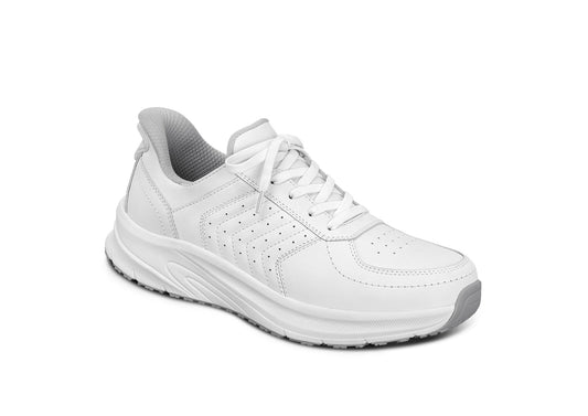 Relaxed Fit Casual White Leather Sneakers - Lusomart