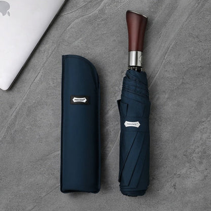 Compact Auto Open Umbrella With Wooden Grip