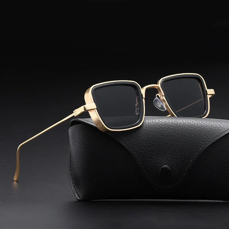Vintage Square Shades Gold Frame UV Protection Glasses