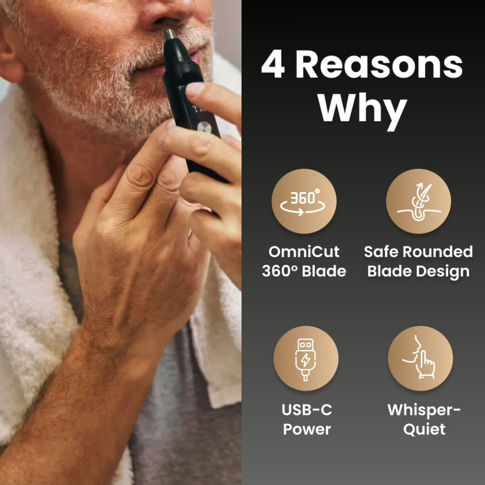 Premium Men's Nose Hair Clipper USB Rechargeable Waterproof
