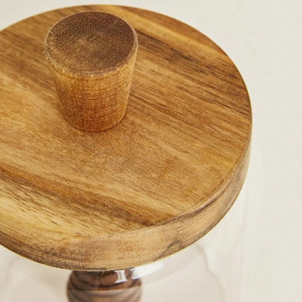 Noah Acacia-Lid Glass Honey Jar Inovessa