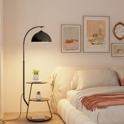 Curved Modern Floor Lamp With Storage Table