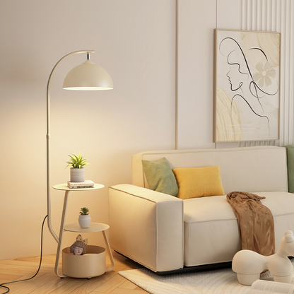 Curved Modern Floor Lamp With Storage Table