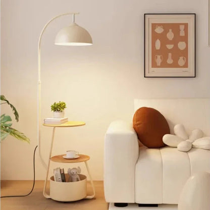 Curved Modern Floor Lamp With Storage Table