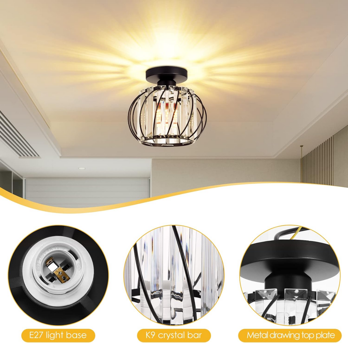 Nordic Luxury Glass Hallway Ceiling Lighting 6