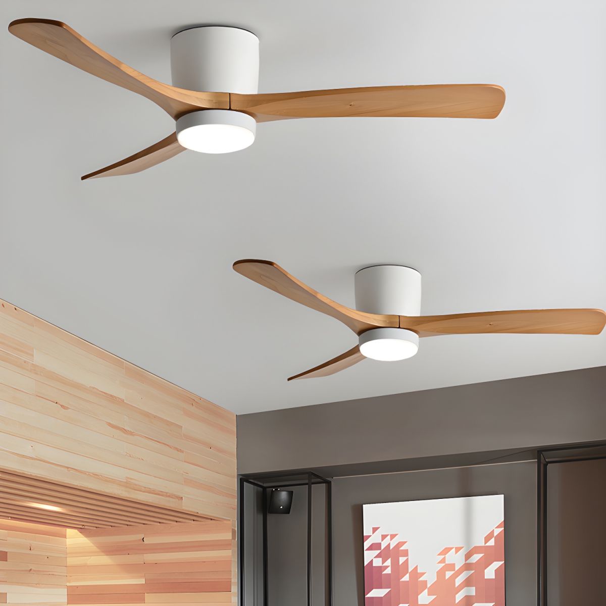 Rustic Wooden Ceiling Fan Light with LED 42 48 Inch