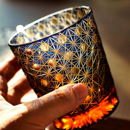 Luxury Engraved Amber Whisky Glasses Gift Set
