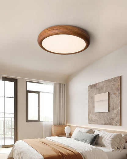 Natural Wood Ceiling Lamp With Bright White Lighting