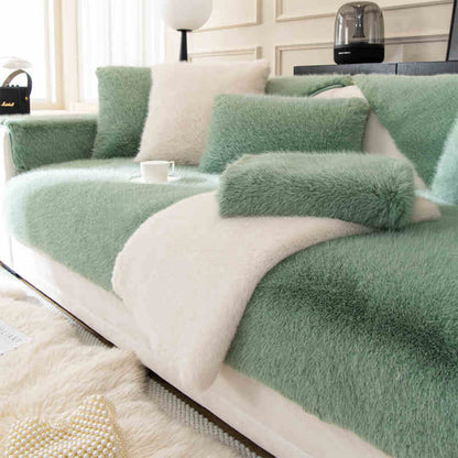 Plush Faux Fur Non Slip Sofa Slipcover Couch Shield