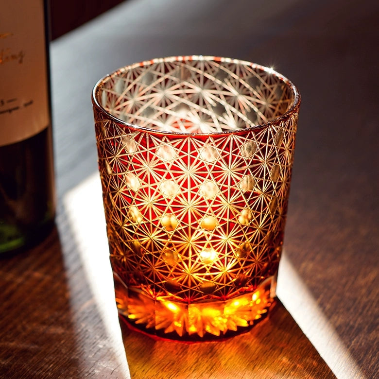 Luxury Engraved Amber Whisky Glasses Gift Set