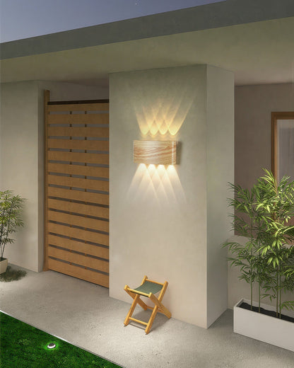 Rustic Wood LED Outdoor Wall Light Waterproof