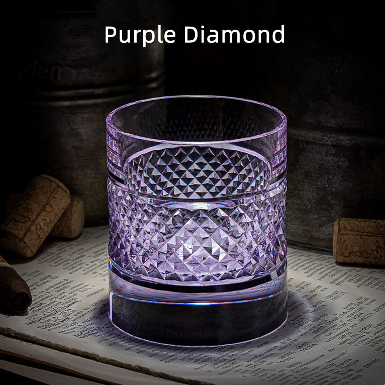 Colorful Diamond Whisky Glasses Set with Wooden Gift Box