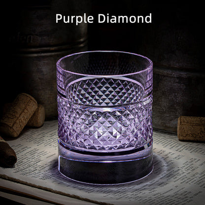 Colorful Diamond Whisky Glasses Set with Wooden Gift Box