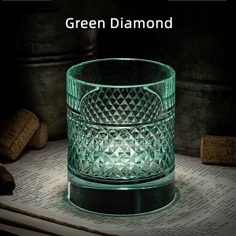 Colorful Diamond Whisky Glasses Set with Wooden Gift Box