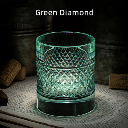Colorful Diamond Whisky Glasses Set with Wooden Gift Box