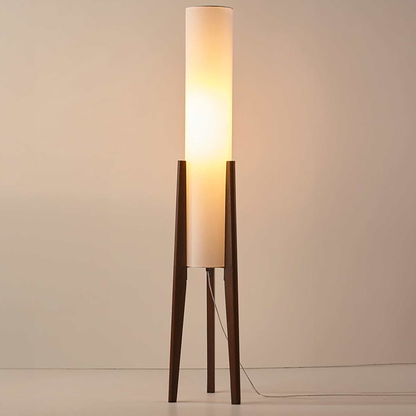 Natural Wood Floor Lamp With Creamy Linen Shade - Lusomart
