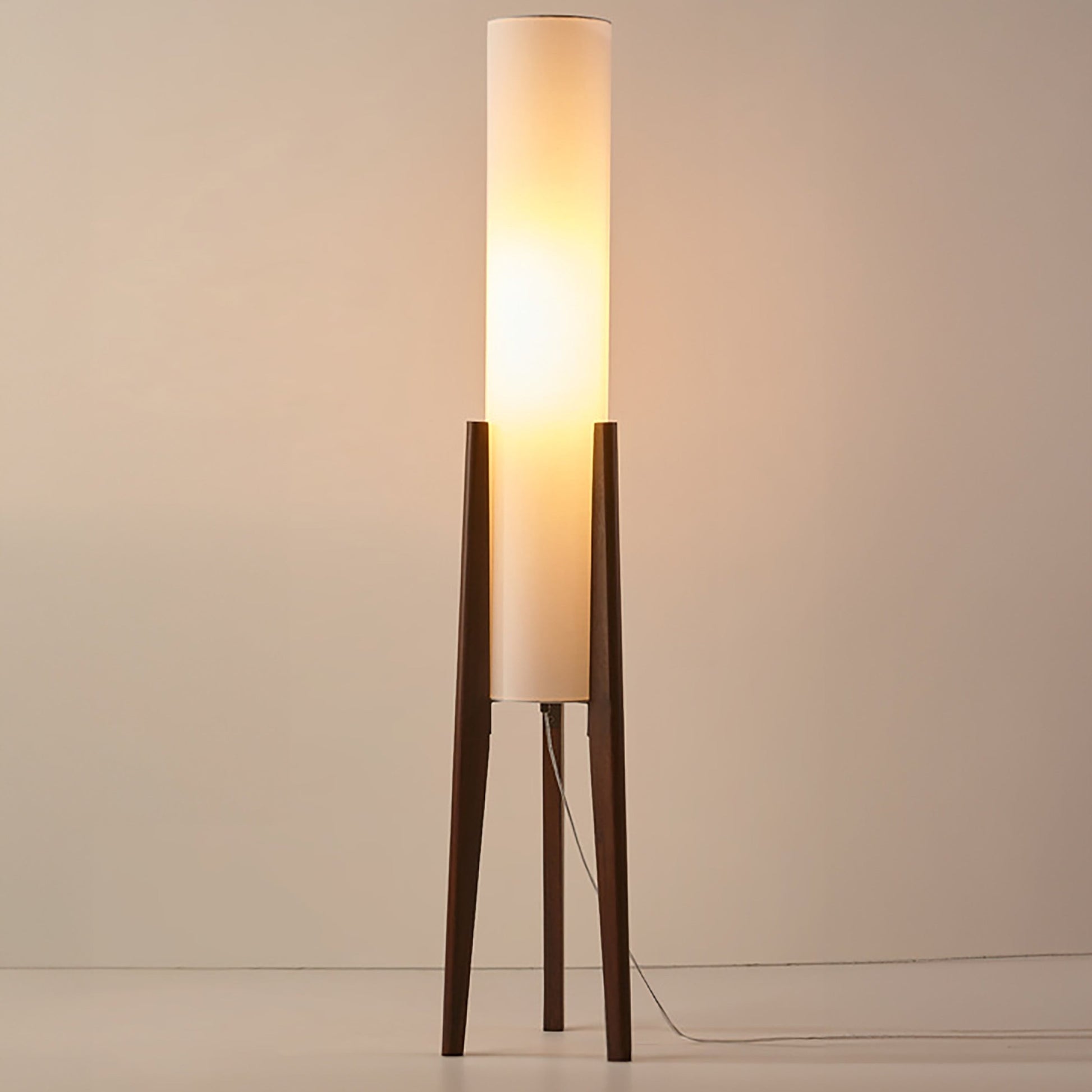 Natural Wood Floor Lamp With Creamy Linen Shade - Lusomart