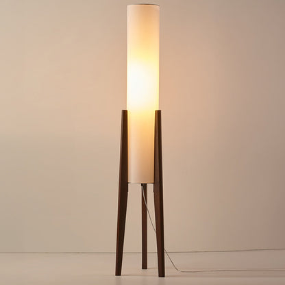 Natural Wood Floor Lamp With Creamy Linen Shade - Lusomart