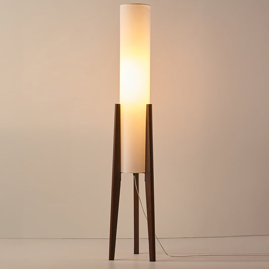 Natural Wood Floor Lamp With Creamy Linen Shade - Lusomart