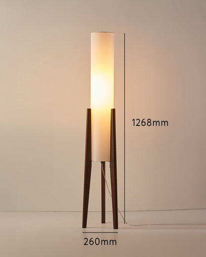 Rustic Wooden Floor Lamp With Linen Shade