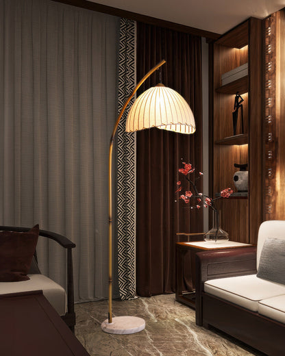 Natural Bamboo Floor Lamp with Adjustable Brightness