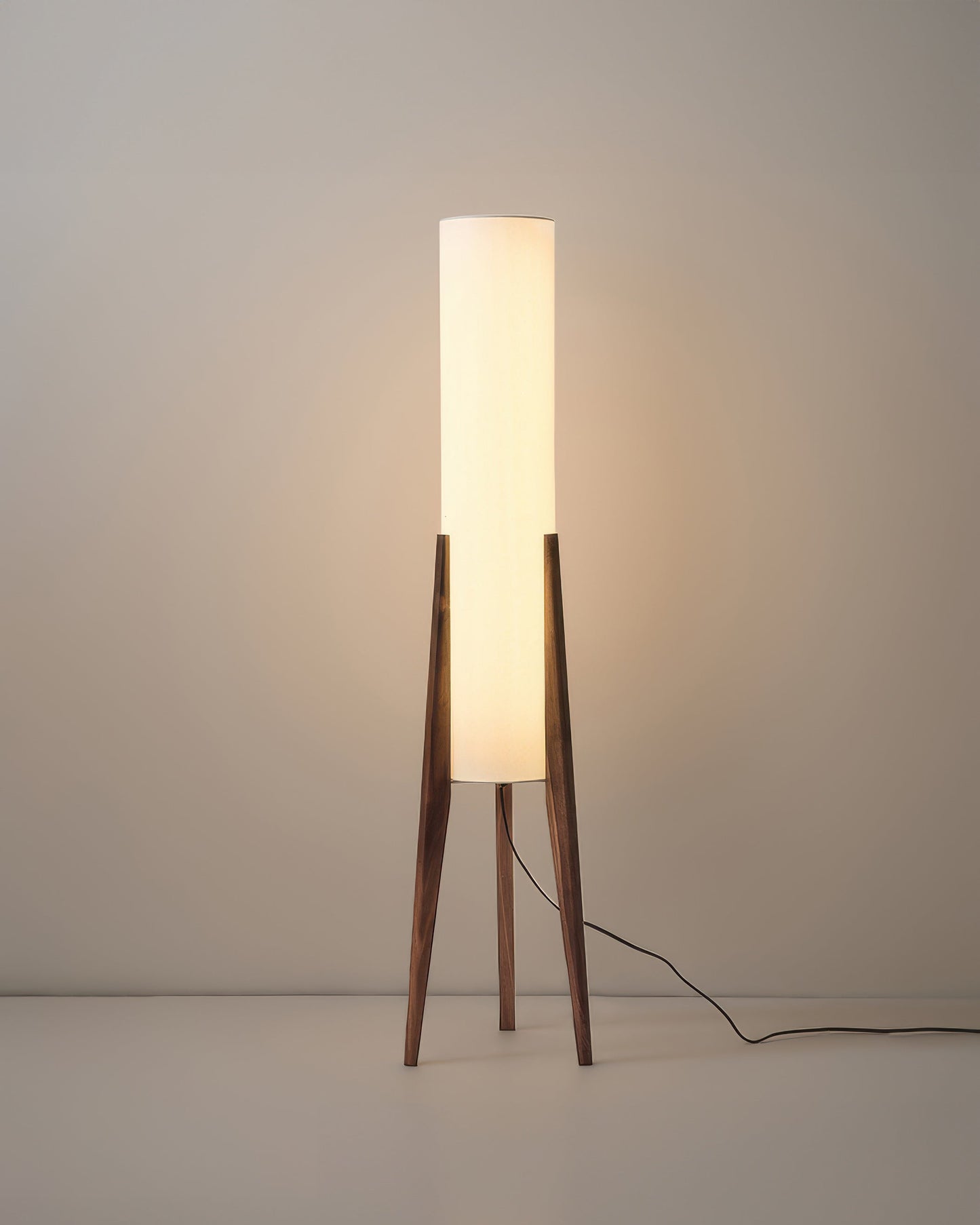 Rustic Wooden Floor Lamp With Linen Shade