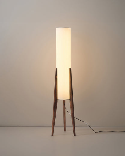 Rustic Wooden Floor Lamp With Linen Shade
