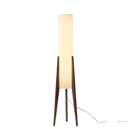 Natural Wood Floor Lamp With Creamy Linen Shade