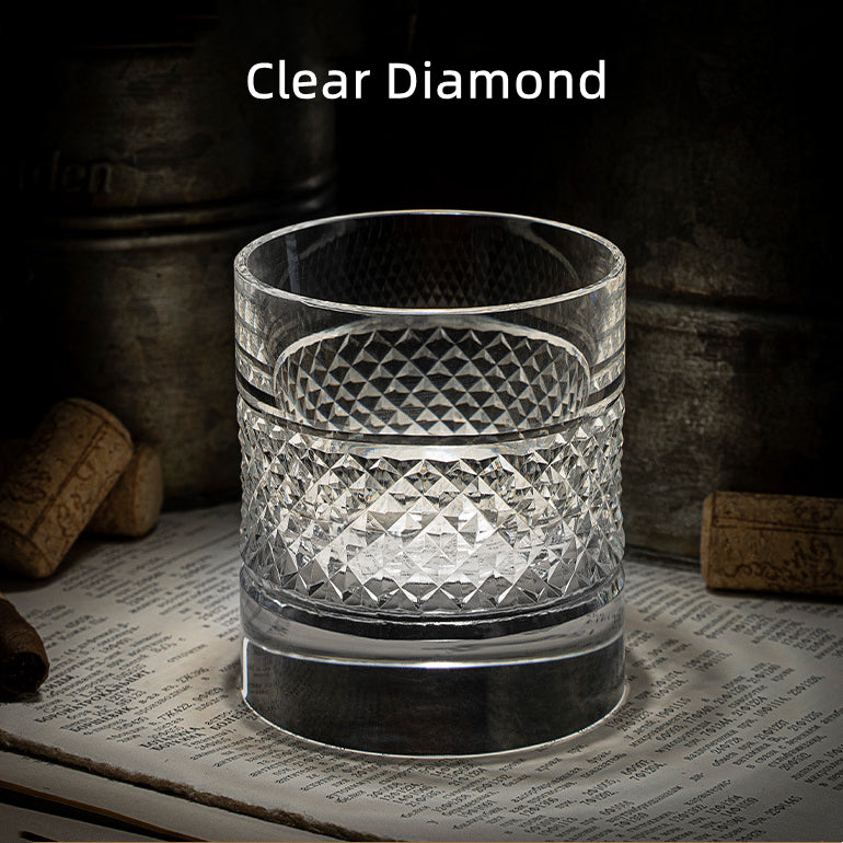 Colorful Diamond Whisky Glasses Set with Wooden Gift Box
