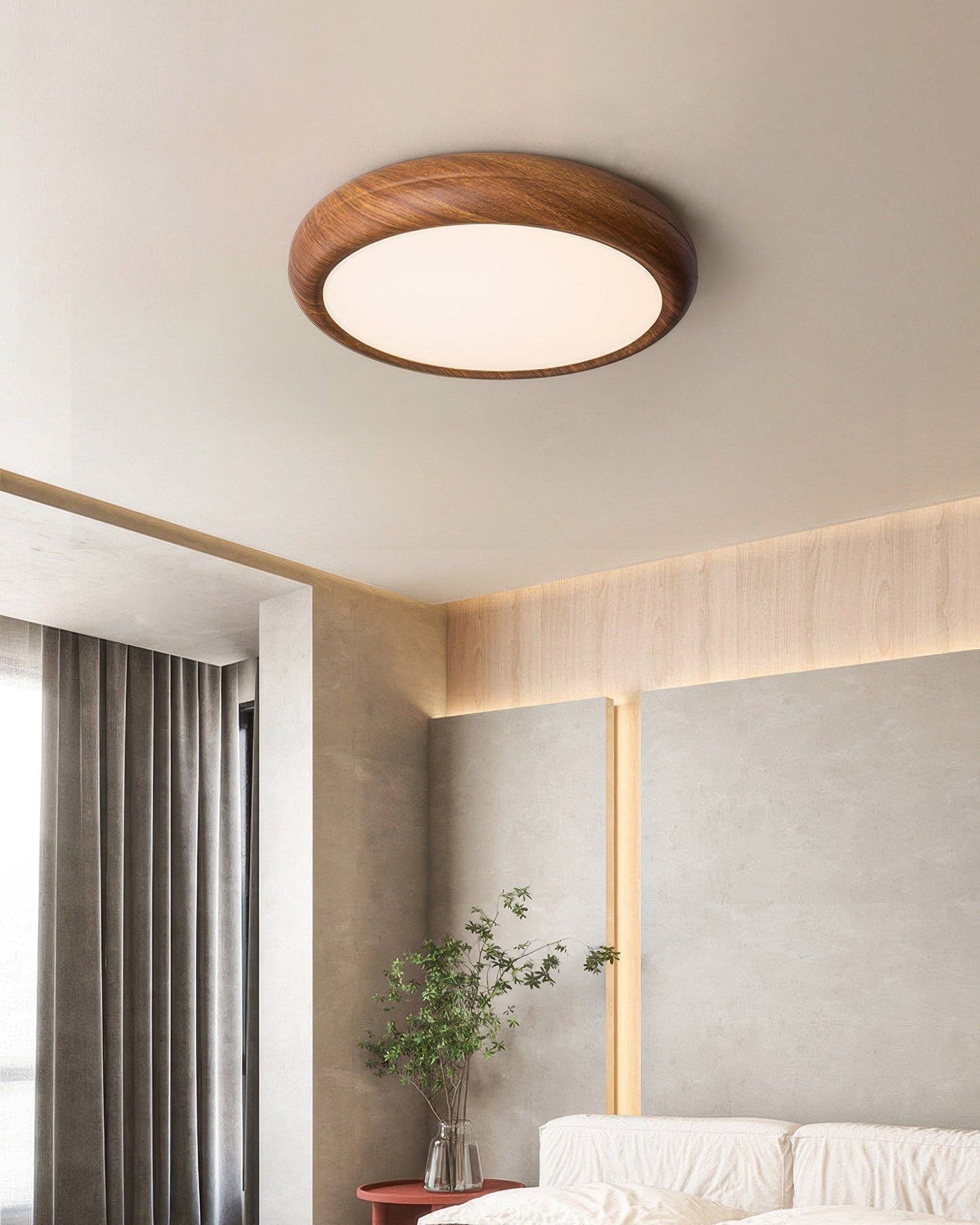 Natural Wood Ceiling Lamp With Bright White Lighting