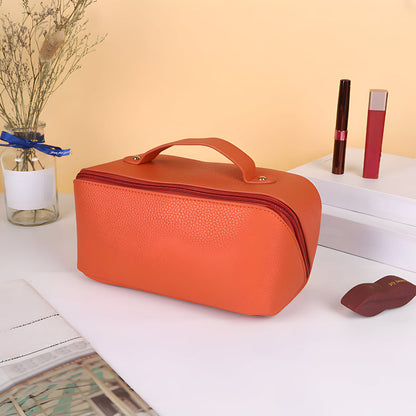 Spacious Travel Makeup Case PU Cosmetic Organizer