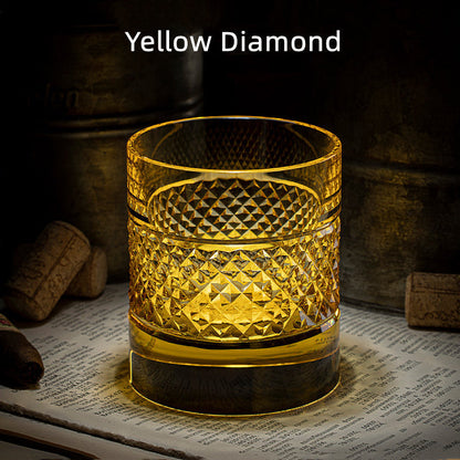 Colorful Diamond Whisky Glasses Set with Wooden Gift Box
