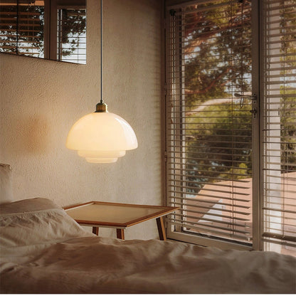 Vintage White Glass Pendant Lamp For Classic Homes