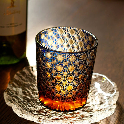 Luxury Engraved Amber Whisky Glasses Gift Set