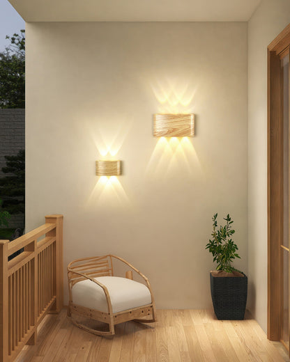 Rustic Wood LED Outdoor Wall Light Waterproof