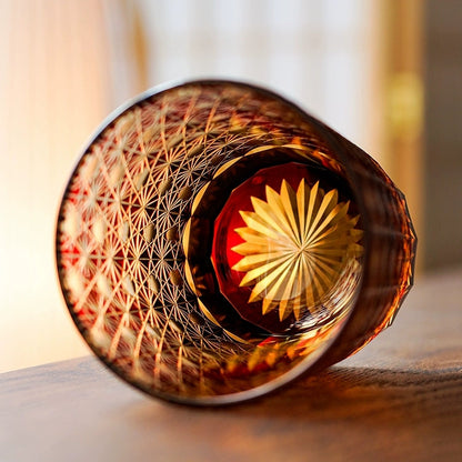 Luxury Engraved Amber Whisky Glasses Gift Set
