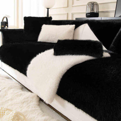 Plush Faux Fur Non Slip Sofa Slipcover Couch Shield