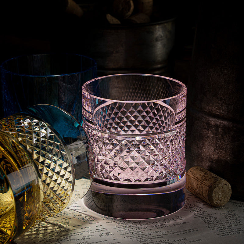 Colorful Diamond Whisky Glasses Set with Wooden Gift Box