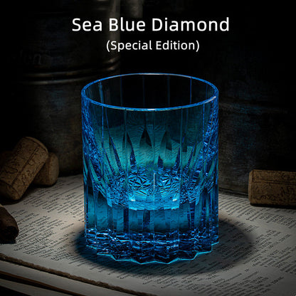 Colorful Diamond Whisky Glasses Set with Wooden Gift Box