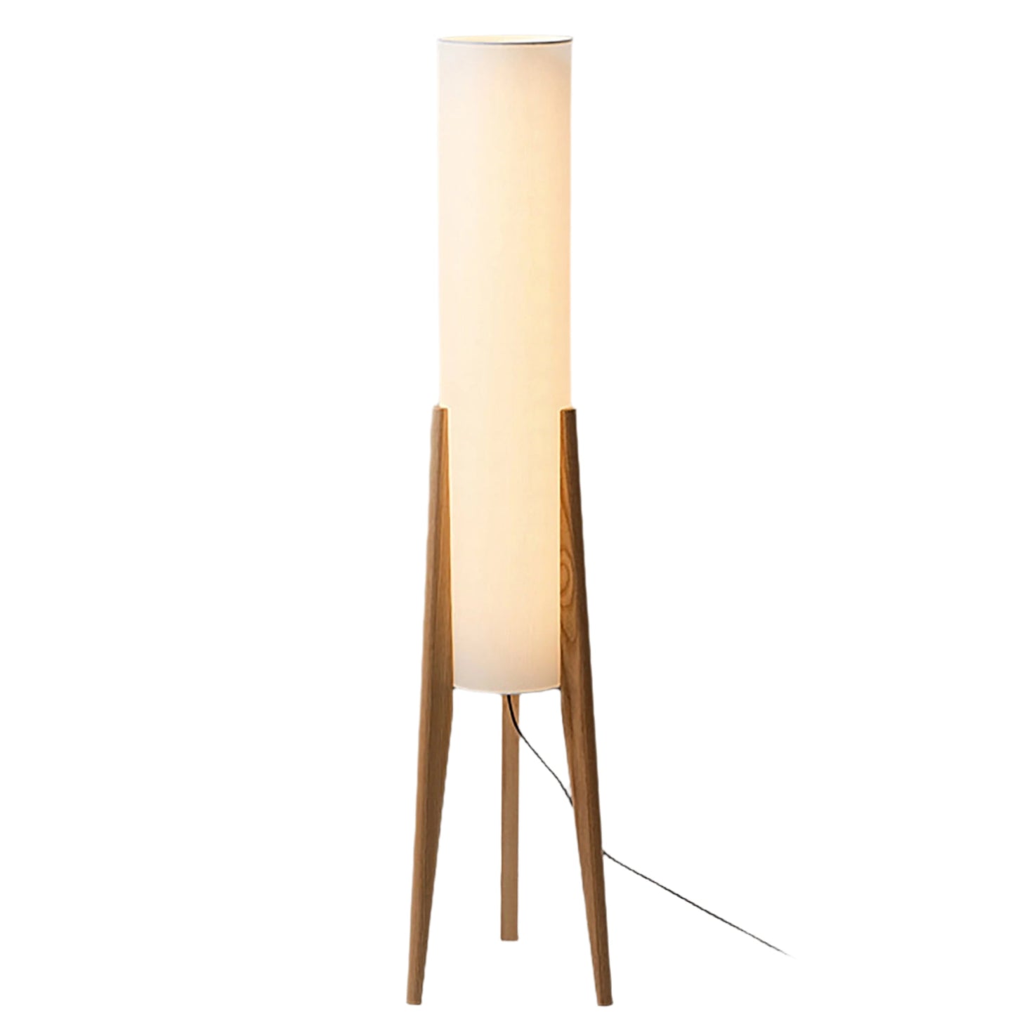 Natural Wood Floor Lamp With Creamy Linen Shade