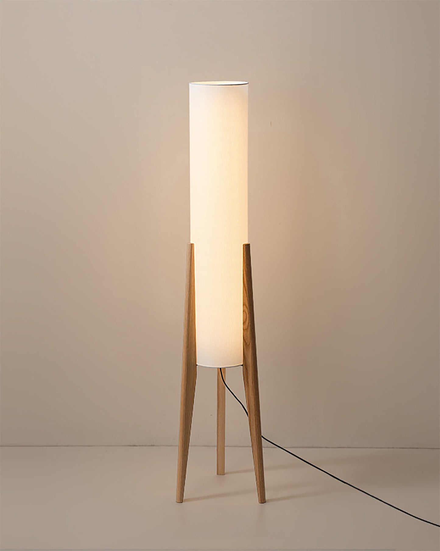 Rustic Wooden Floor Lamp With Linen Shade