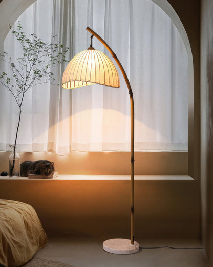 Natural Bamboo Floor Lamp with Adjustable Brightness