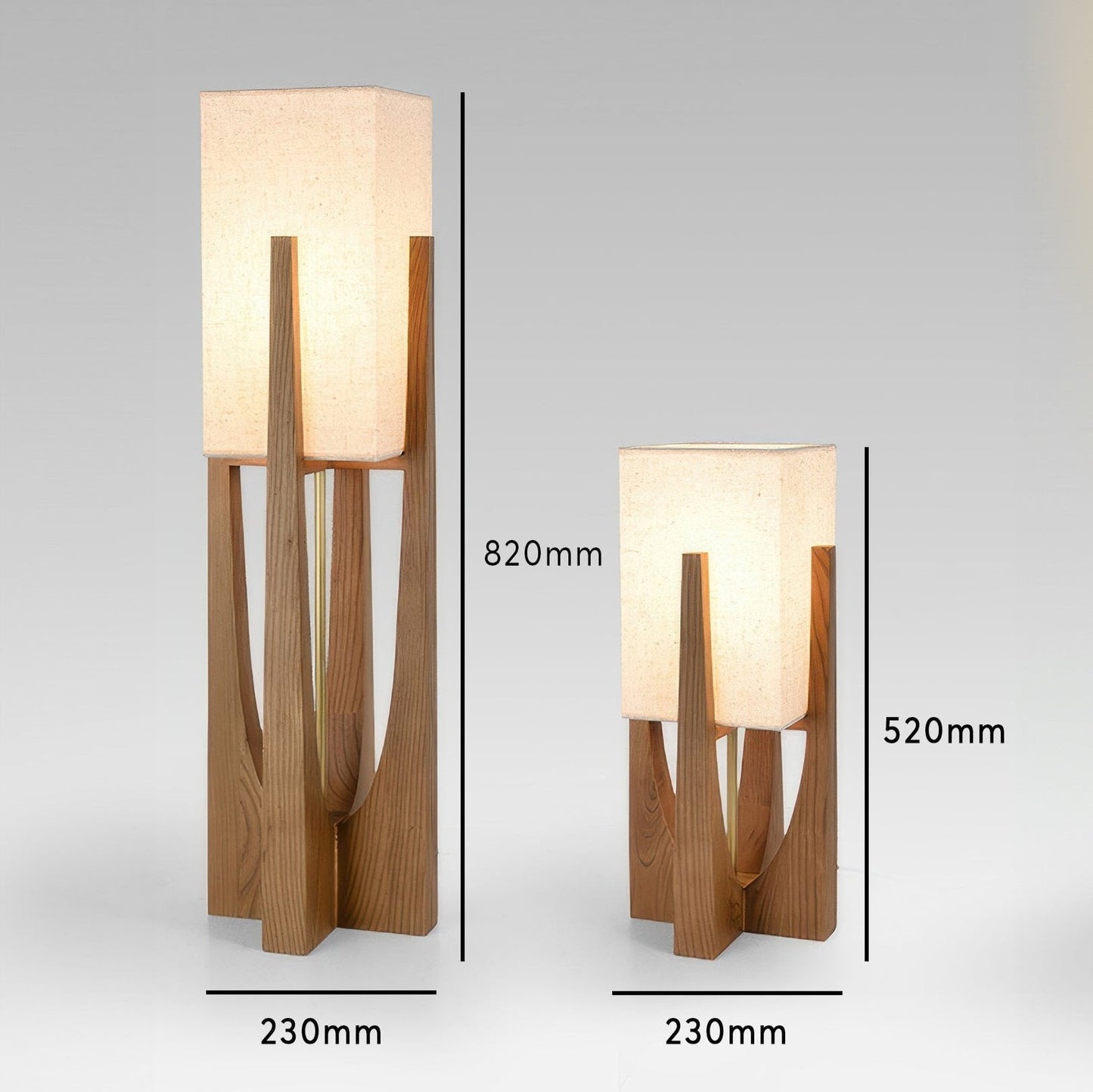 Rustic Wooden Floor Lamp With Natural Linen Shade