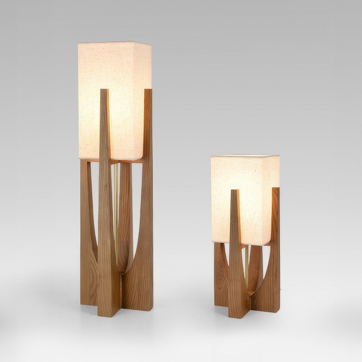 Rustic Wooden Floor Lamp With Natural Linen Shade - Lusomart