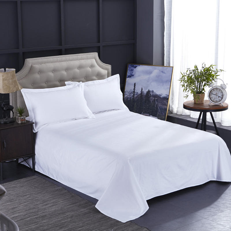 Navy Blue Stripe Soft Cotton White Bed Sheet Set