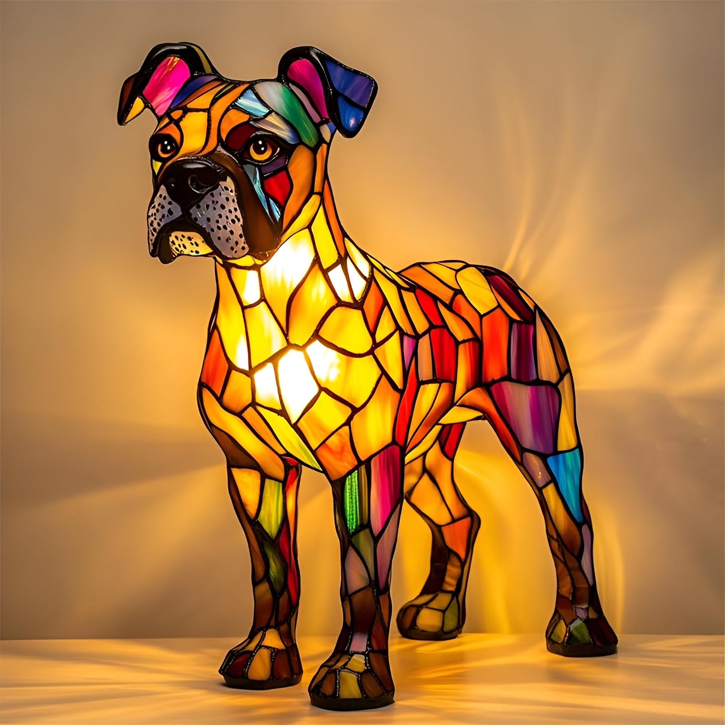 Colorful Glass Dog Theme Table Light Fixture