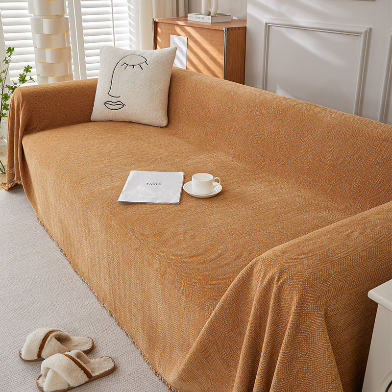 Simple Plush Chenille Couch Cover Machine Washable