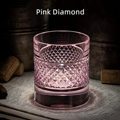 Colorful Diamond Whisky Glasses Set with Wooden Gift Box